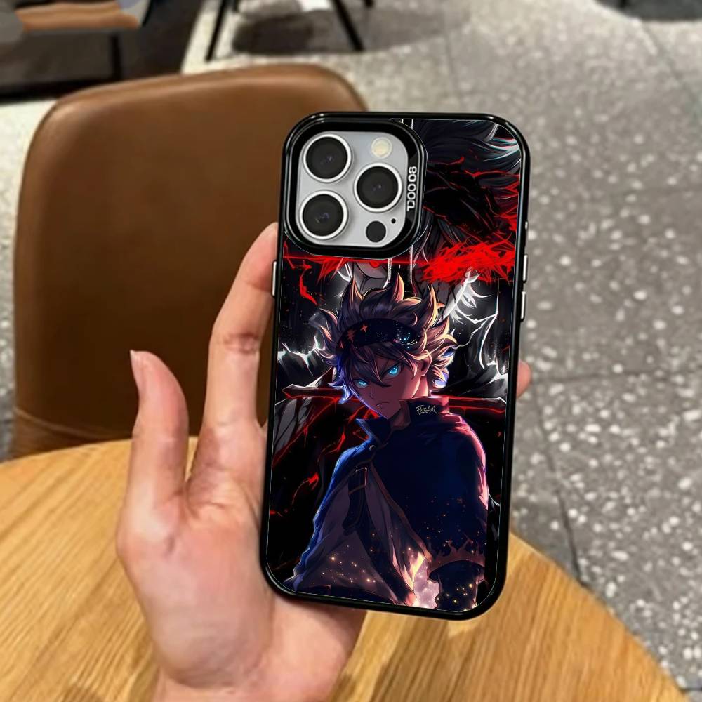 

Magic B-Black C-Clover Phone Case For iPhone17,16,15,14,13,12,11 Plus,Pro Max Colored Silver Plated Inside Cover iPhone16promax