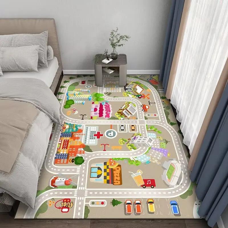 Cute Cartoon Puzzle Rug Fluffy Gaming Room Decoration Children Bedside Bedroom Carpet Play Mat for Children Kawaii Room Decor