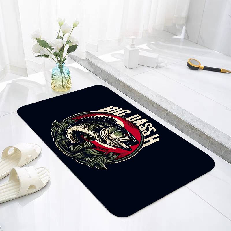 Bass Fishing Floor Mats Home Laundry Rug Carpet For Living Room Decor Lounge Area Anti-slip Foot Mat Entrance Doormat