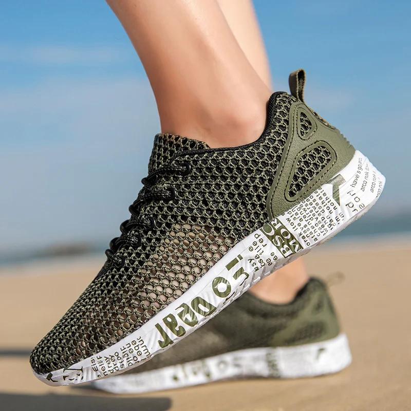 Mens Aqua Water Shoes Breathable Trekking Wading Beach Quick Drying Outdoor Fishing Sneakers Lace Up