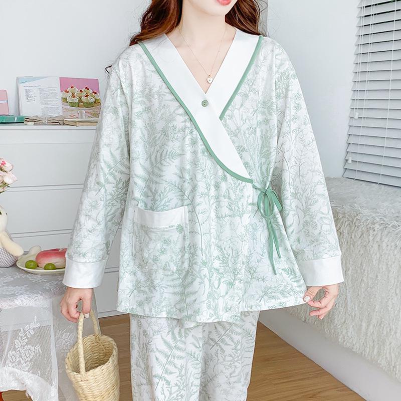 2024 Pure Cotton Maternity Kimono Pajamas - Spring/Summer Postpartum/Nursing Wear for Pregnant Women
