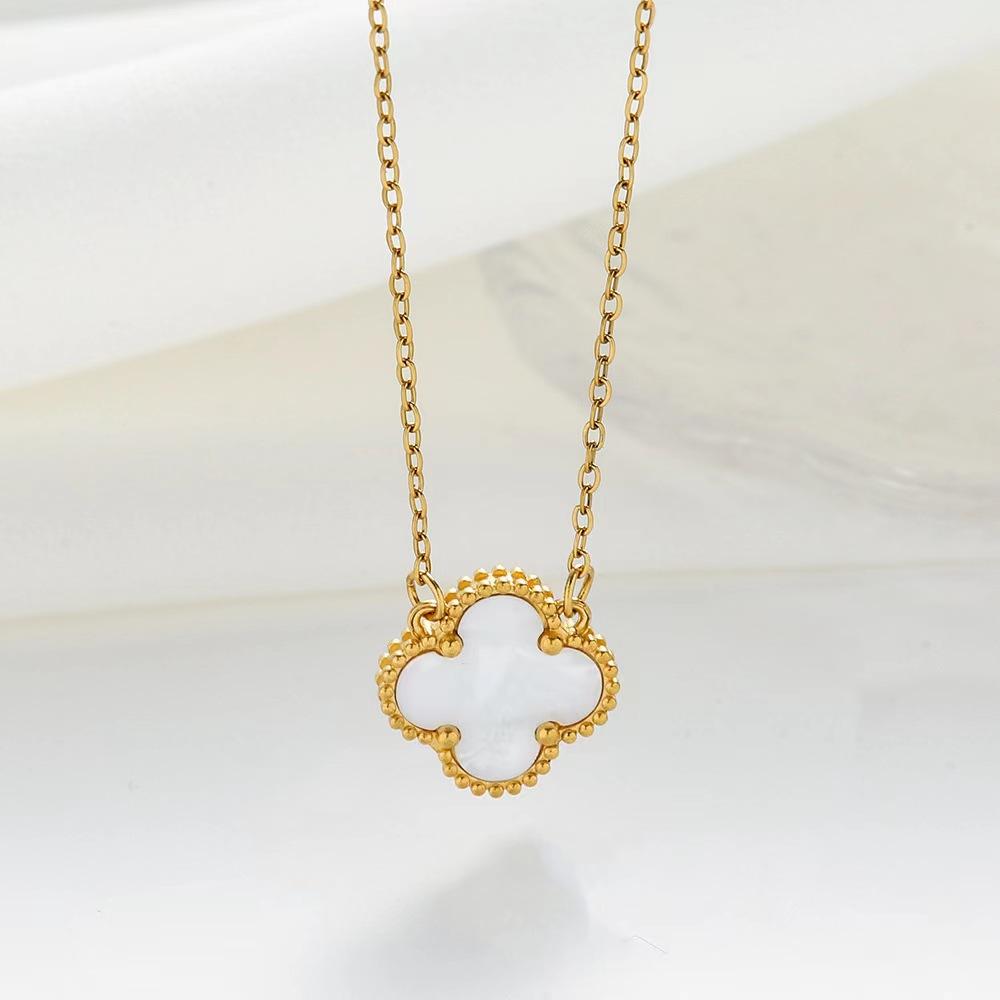 Simple Titanium Steel Necklace Does Not Lose Colour Four-Leaf Clover Shell Pendant Ins Tide Net Red Collarbone Chain