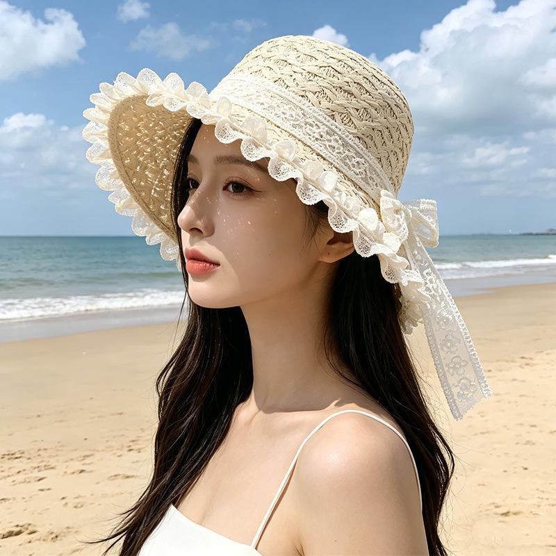 New Summer Women's Rustic-Style Straw Hat Sun Protection for The Beach Versatile and Flattering
