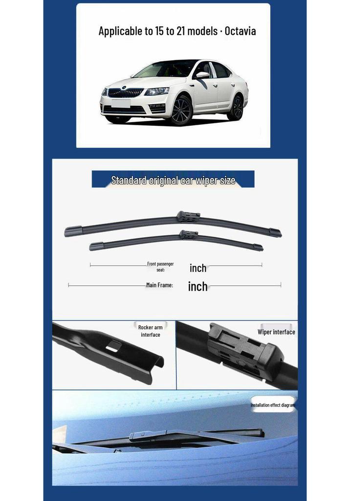 Stěrače pro Škoda Octavia 2013-2019 Bezrámové modely