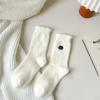 Winter white medium tube women autumn and winter fleece thickened cute cartoon warm sleep confinement socks plush stacking socks