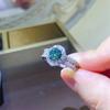 Luxury 1 Carat Green Moissanite Ring - New Style with Lace Design, Verified by Diamond Tester.