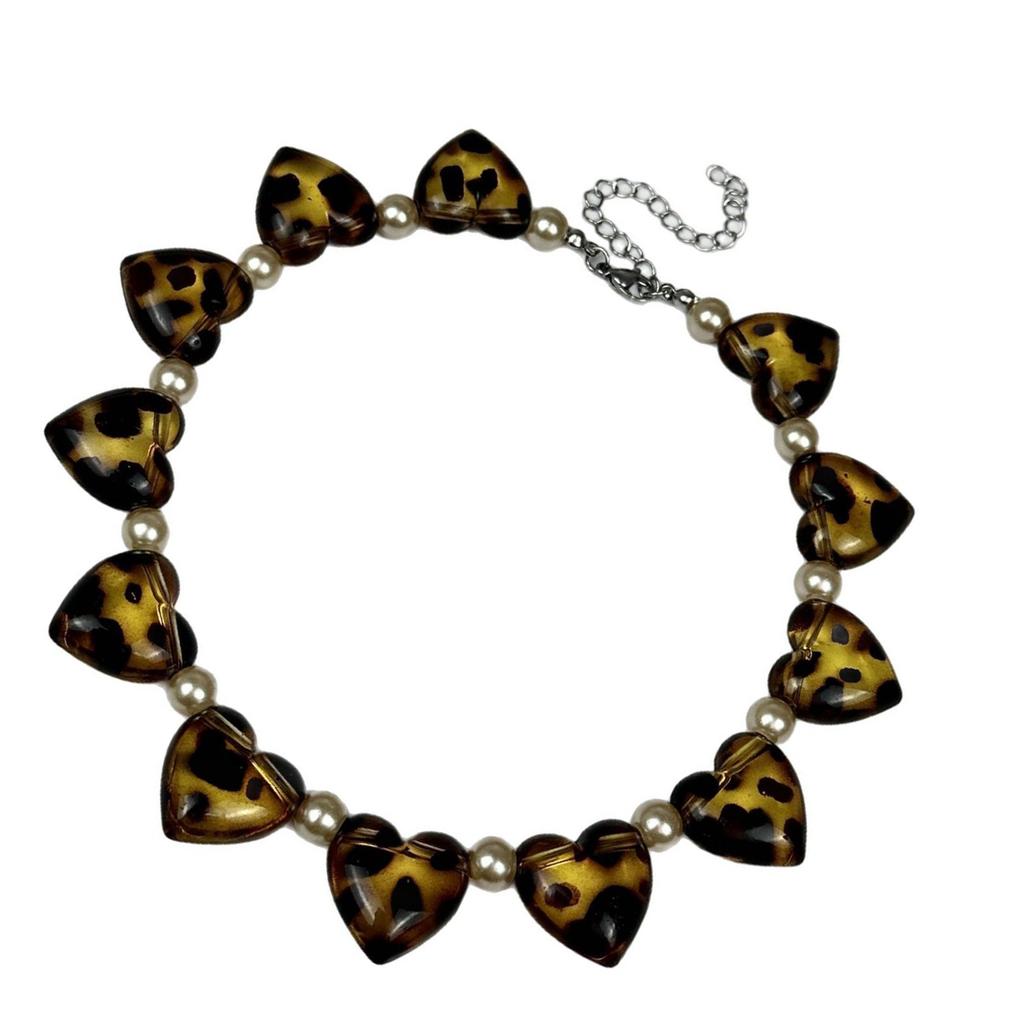 Unique Animal Print Love Crystal Pendant Choker Necklace Lightweight Fashion Accessory For Night Out Events