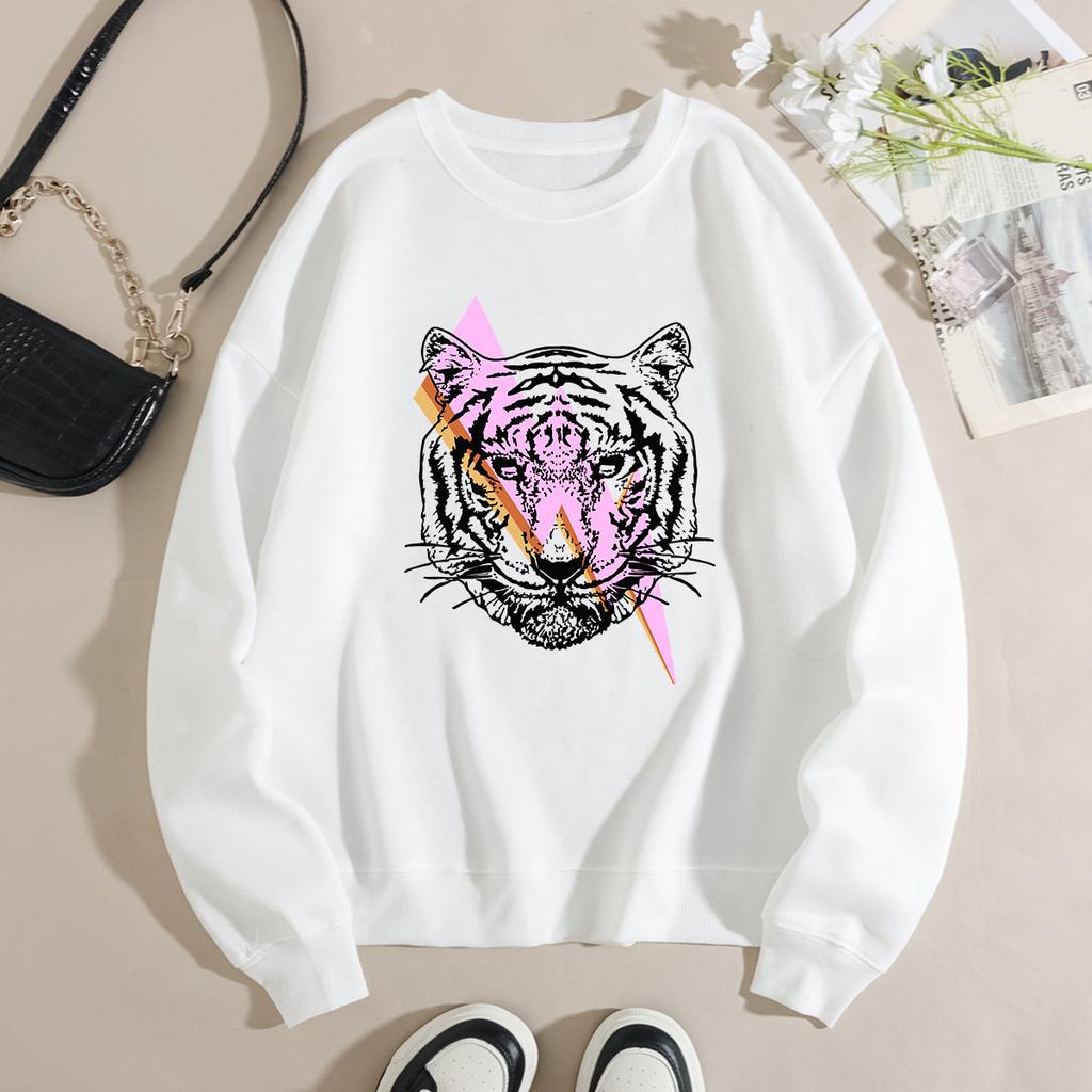 Fashion Printing Loose Long Sleeves Simple Round Neck Casual Tops Women’s
