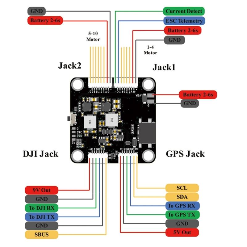 Efficient AT32F435VMT7 Piloting Flight Controller Set For Racing Drones Up To 6S Input