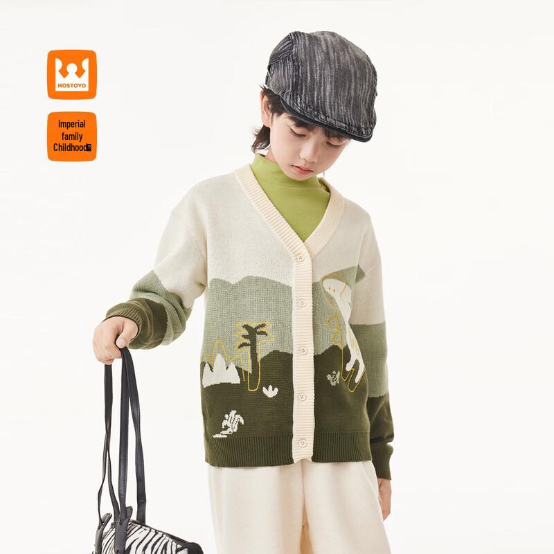 Boys  Contrast Color V-Neck Knitted Cardigan 105