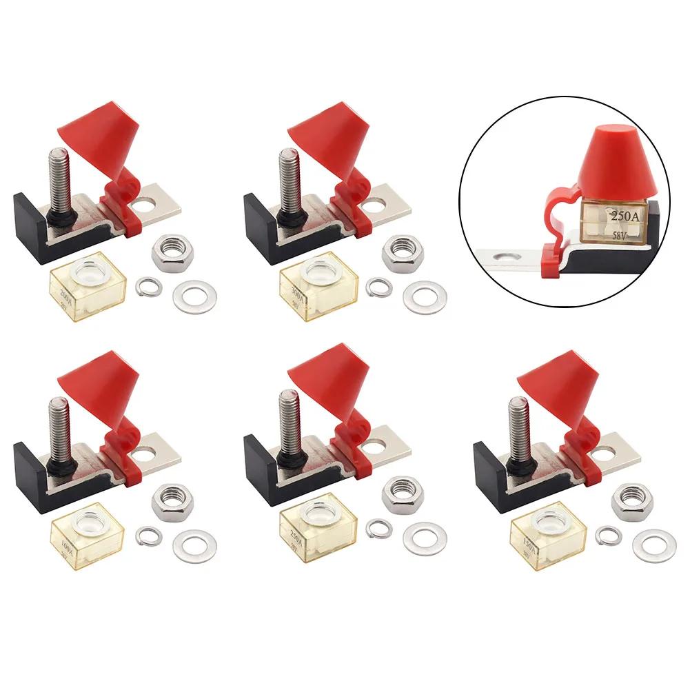 Fuse Base Battery Terminal Fuse Holder Terminal With Cover Ring-shaped Waterproof Fuse 58V 100/150/200/250/300A M8 Terminal