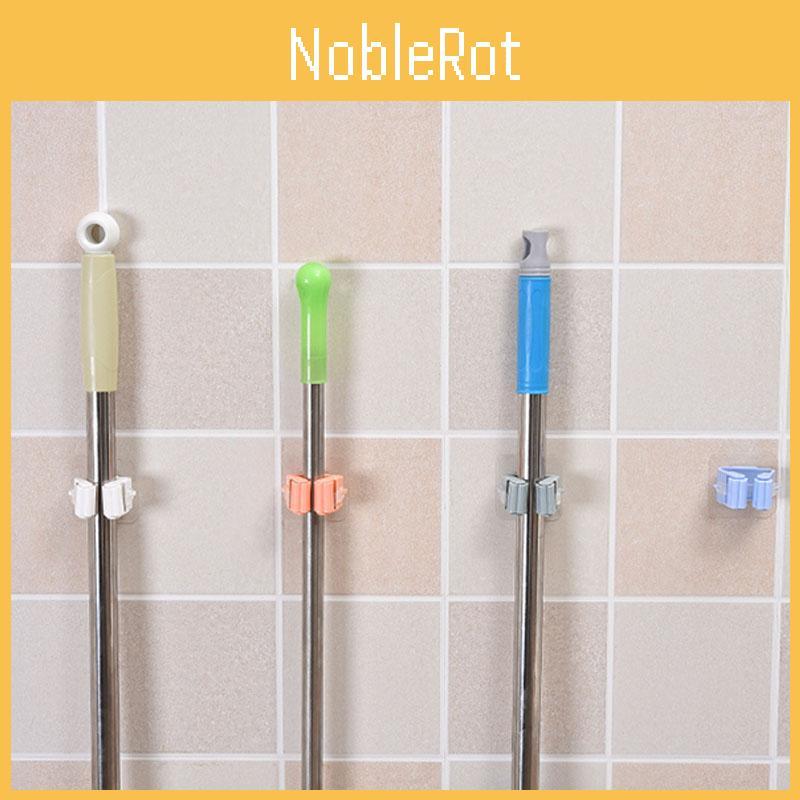 Stylish Wall Mounted Mop Organizer Holder With Sturdy Storage Rack For Kitchen Tools