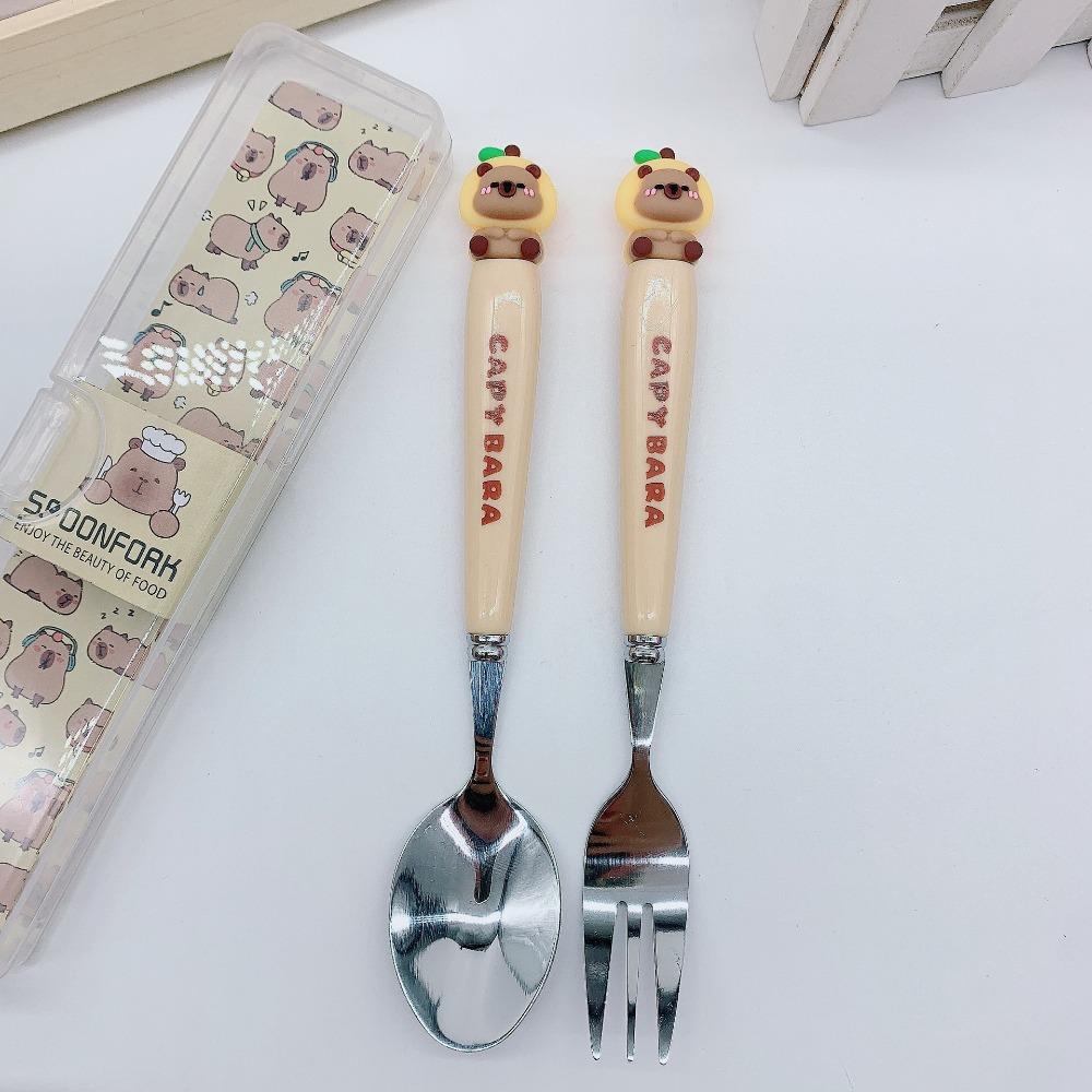 

Наборы столовых приборов из нержавеющей стали, вилки, ложки, дорожные переносные кухонные принадлежности, набор столовых приборов Capybara A