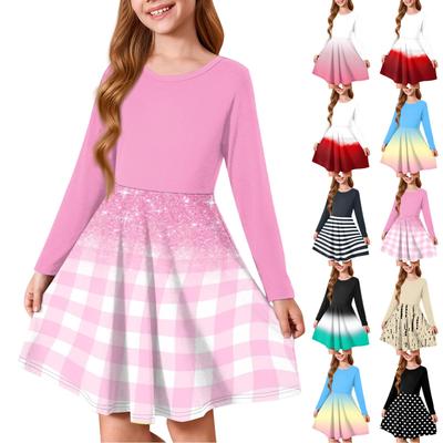 Girls' Summer Princess Dress - Long Sleeve A-Line T-Shirt Dress