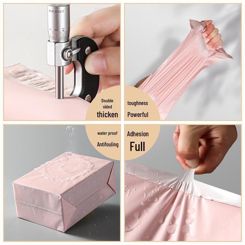 Light Pink Frosted Matte PE Courier Bag - Thick, Waterproof, and Portable for Logistics