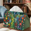 1pc Colorful Sea of Flowers Tissue Box Dispenser with Tissue Roll Holder - Reusable Compact Suitable for Kitchen, Living Room, Farmhouse Table Centerp