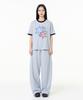 MOZMOZ [Set] Star Patch 2-Type Ringer Short Sleeve T-Shirt + Side Pleated Wide Training Pants
