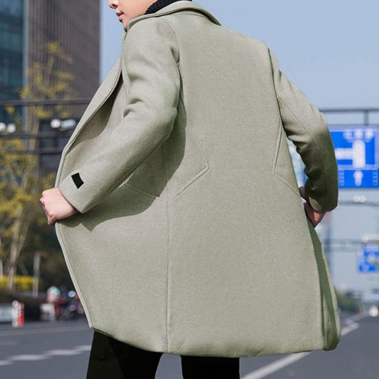 Men Trench Coat Single Button Korean Style Autumn Winter Thick Slim Windbreaker Coat for Daily Wear