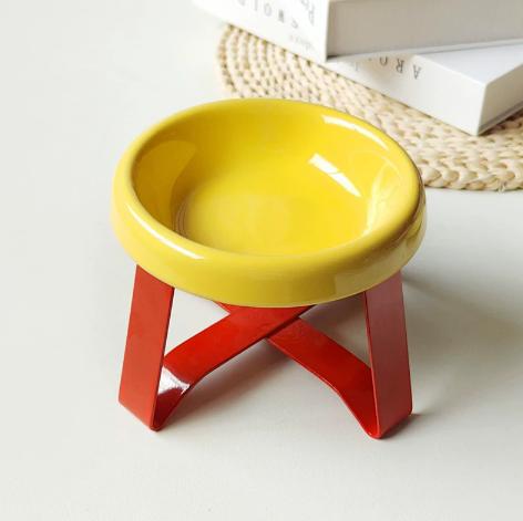 

Stylish 15° Tilt Anti-Spill Elevated Pet Food Bowl, High-Leg Cat and Dog Dish, Pet Feeding Bowl with Cervical жовтий