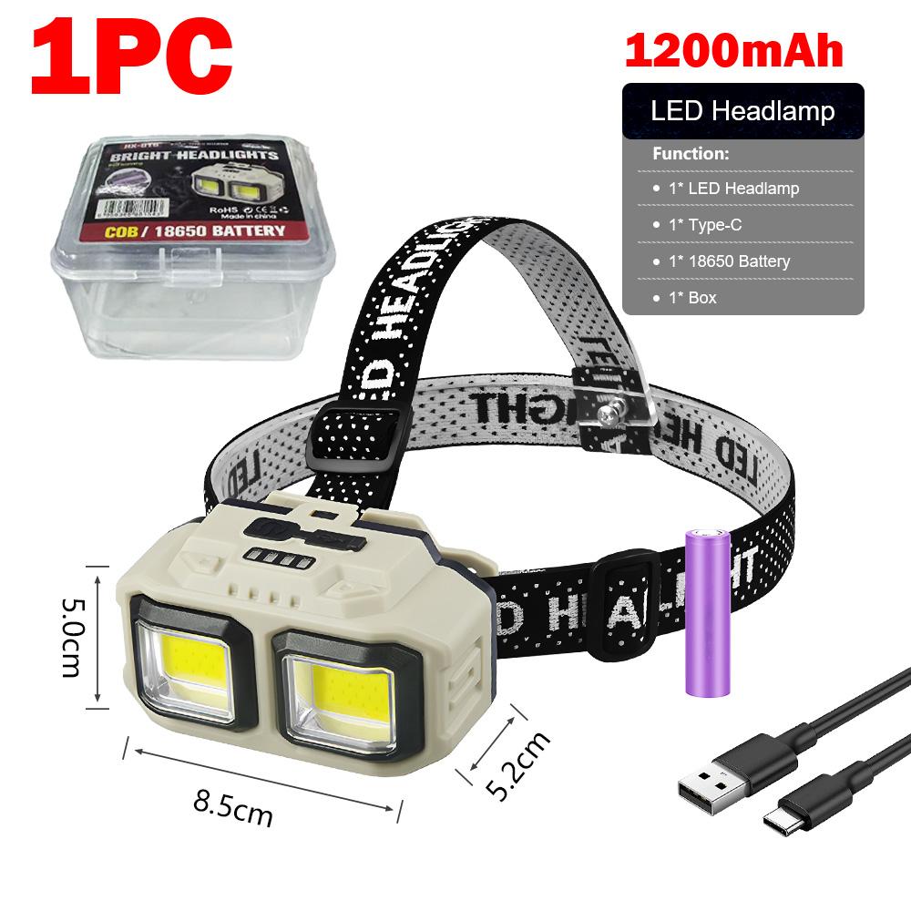 

Strong Light Headlamp Portable COB LED Headlamp USB Rechargeable Head Flashlight 18650 Outdoor Camping Fishing Emergency Lantern
