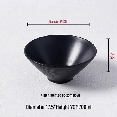 7-inch Black Frosted Melamine Ramen Bowl Set (5-Pack)