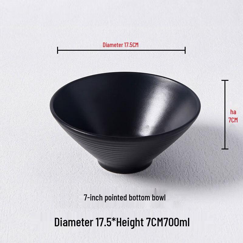 7-inch Black Frosted Melamine Ramen Bowl Set (5-Pack)