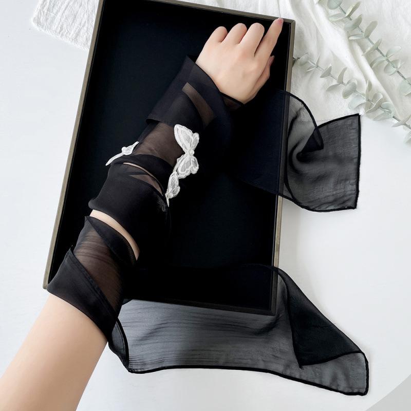 Butterfly Solid Color Scarf for Women Lace Fairy Style Hair Band Turban French Niche Elegant Scarf