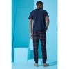 Marineblaues „Hello Summer“-Pyjama-Set mit kurzen Ärmeln und Aufdruck für Herren
