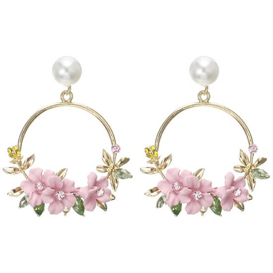 1 Pair Pendant Earrings Faux Pearl Dress Up Colorfast Girl Flower Pendant Earrings for Girlfriends