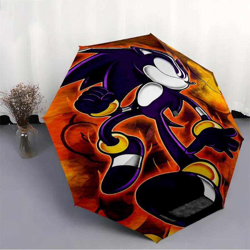 1pc Sonic the Hedgehog, Shadow Automatic Folding Umbrella, 8 Ribs for All-Season Use, Portable for Travel & Outdoor Activities 011