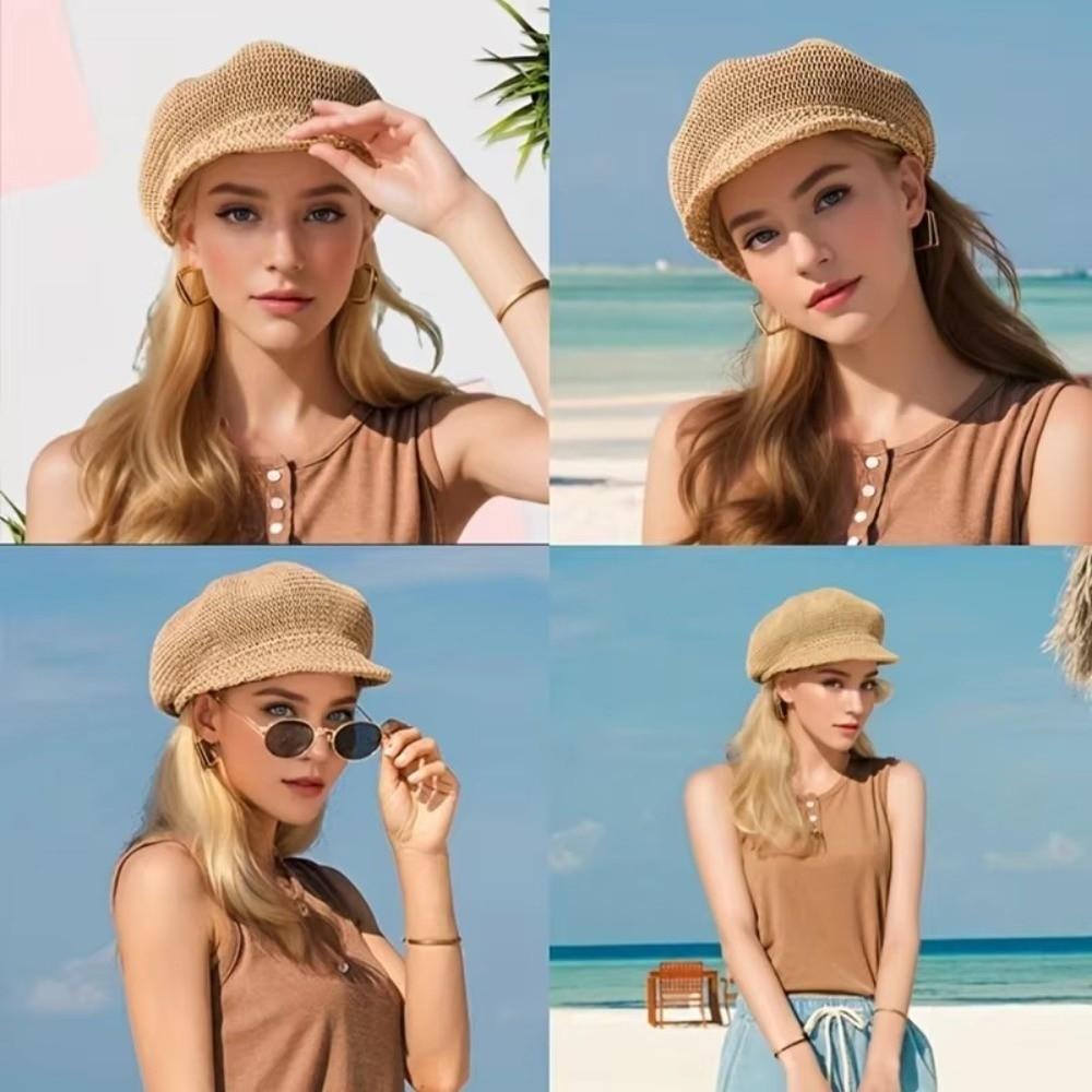 Sunshade Women Baseball Cap Solid Color Octagonal Cap Fashion Grass Beanie Cap Outdoor