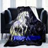 1PC Custom Name "Galactic Horse Dance" flannel blanket versatile,all-season throw suitable for the living room,bedroom,camping,travel,and gift