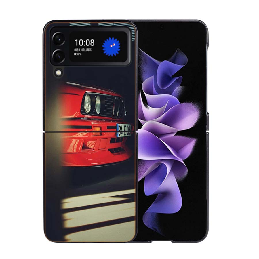 Car for B- Bmwes-S E30 Phone Case For Samsung Z Flip 7 6 5G Galaxy Z Flip4 Z Flip5 Z Flip3 Coque Black Hard PC Shell Protective