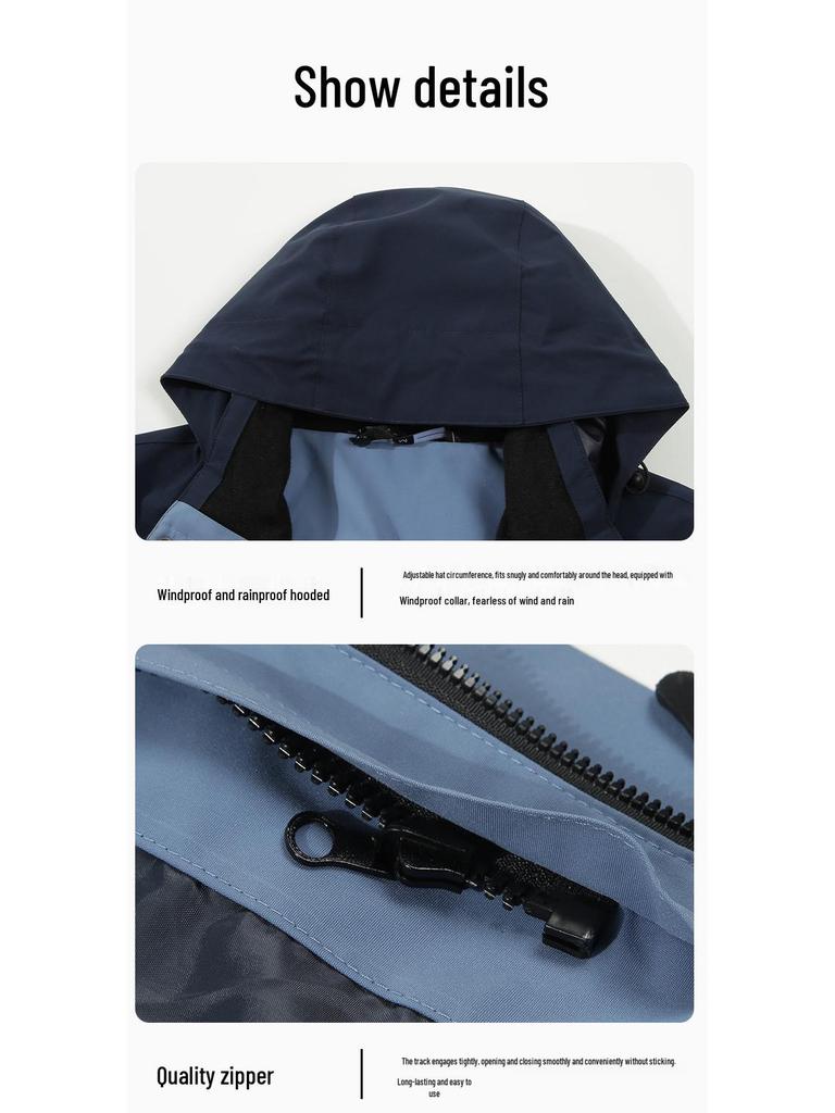 Unisex Windproof Waterproof 3-in-1 Logo Windbreaker Jacket with Detachable Coat for Couples