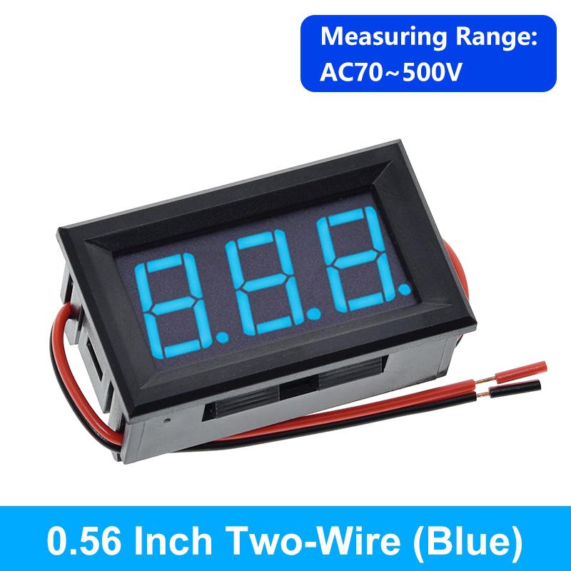 Voltage Tester Module AC 70-500V 0.56 Inch Digital Voltage Meter Voltage Panel Meter Red/Blue/Green 2 Wire