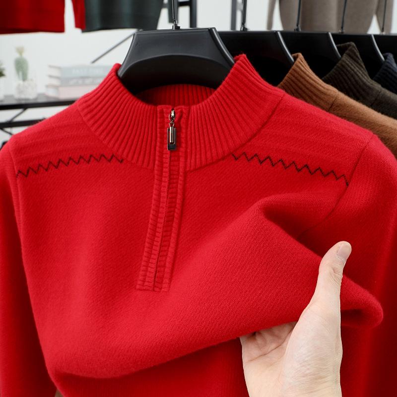 Woodpecker Men s Half-Zip Thick Knit Sweater for Winter M for 90-120 lbs