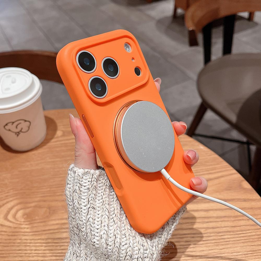 Liquid Silicone Magnetic Stand Holder Phone Case For iPhone 17 Air 17Pro 17 Pro Max For Magsafe Wireless Charging Cover