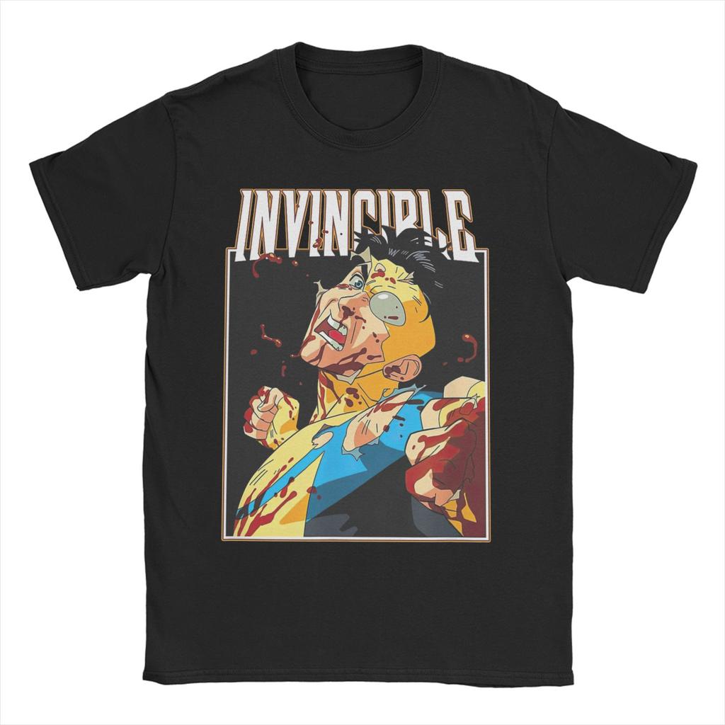 All Seasons Invincible Blood Splat Logo T Shirt For Unisex Adult Anime Pure Cotton T-shirts Short Sleeve Clothing