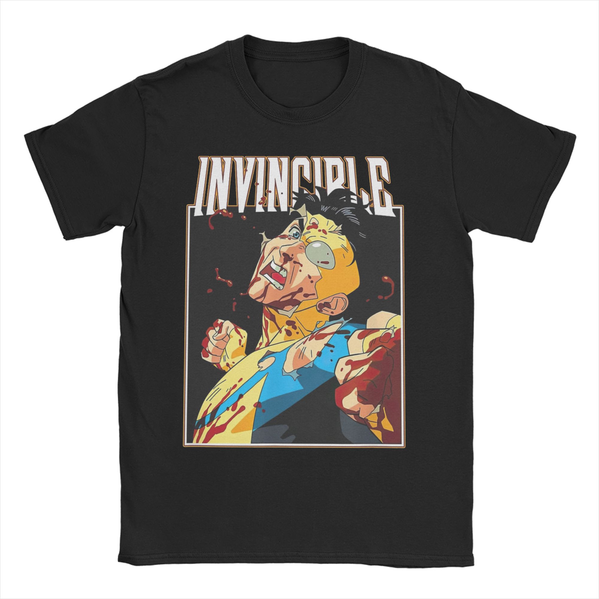 Comfortable season All Seasons Invincible Bloedspetter Logo T-shirt Voor Unisex Volwassenen Anime Puur Katoen T-shirts Korte Mouw Kleding XXL