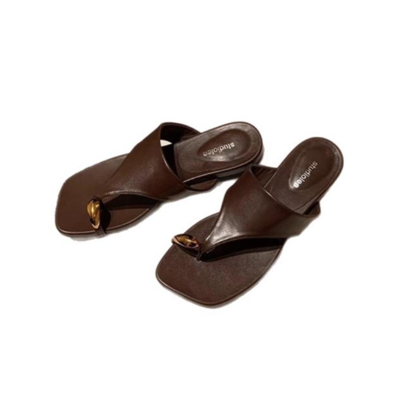 Fashionable Square-toed Versatile Flat Flip-flops for Women New Style Shoes