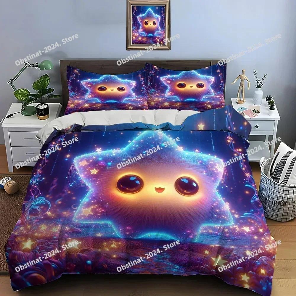 3D Cute Cartoon Stars Bedding Set Printed Single Comforter Quilt Bed Cover Duvet Cover Pillow Case 3 Pieces Sets Kids Adult Size