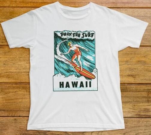 

Pray For Surf Hawaii T Shirt 921 Ocean Surfing 1960s Beach North Shore Oahu Maui XL