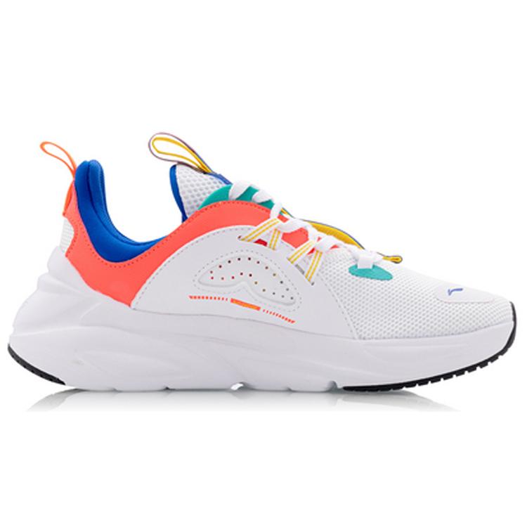 Li Ning Spark Mesh Slip Resistant Abrasion Resistant Low Top Sports Casual Shoes Women's White Orange Blue AGLQ066-3