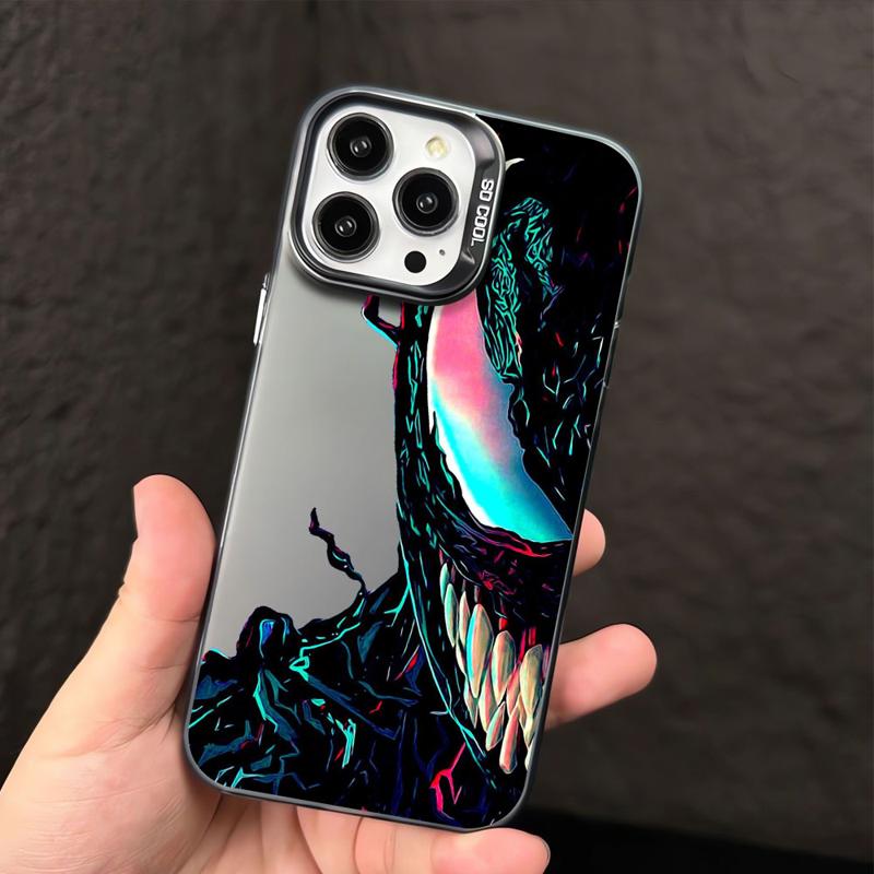 Skvělé barevné stříbrné pouzdro Marvel Venom pro Apple iPhone 15 14 13 11 12 13 Pro Max 14 Plus Funda Luxusní zadní kryt telefonu