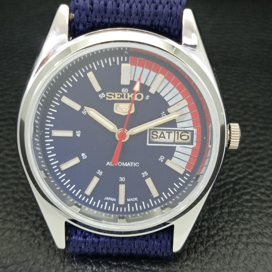 REFURBISHED VINTAGE SEIKO 5 AUTOMATIC JAPAN MENS D/D BLUE WATCH 528-a277002-12