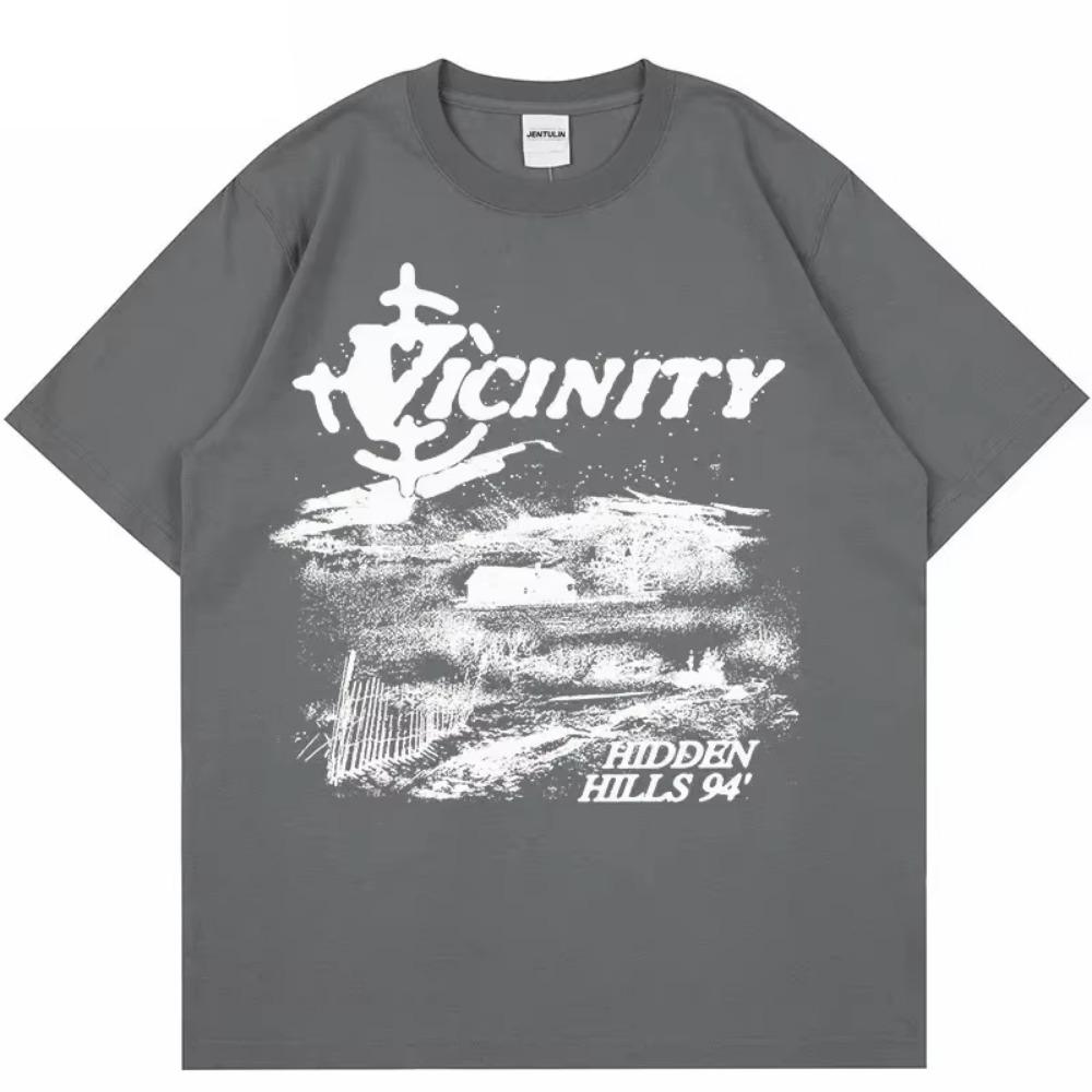 Harajuku Korean Oversized Men's Tshirt Gothic Hip Hop Aesthetic Graphic Print Y2K Retro Clothes Streetwear Fashion Summer Tees