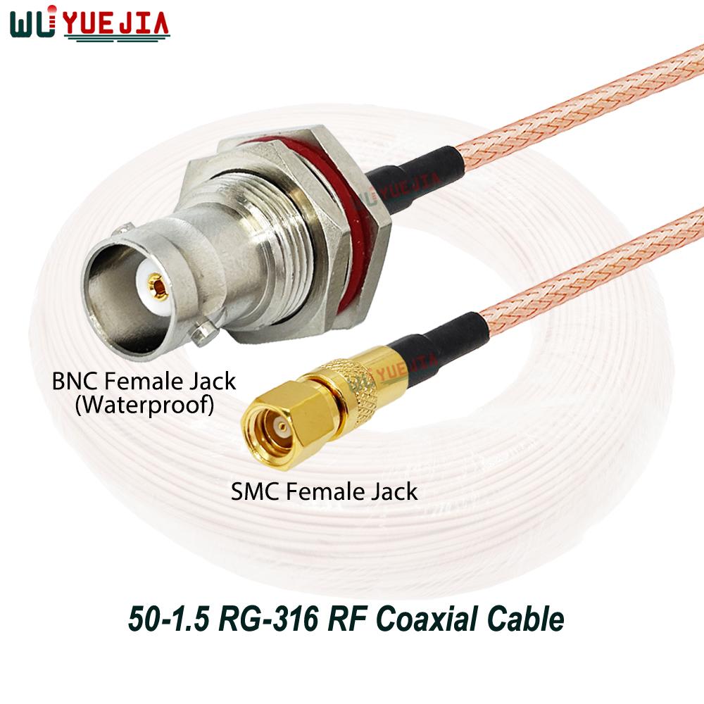 Q9 BNC Female to SMC Male Plug Connector RG-316 50-1.5 Low-Loss Highly Flexible RF Coax Cables For GPS LTE Network Radio Modems