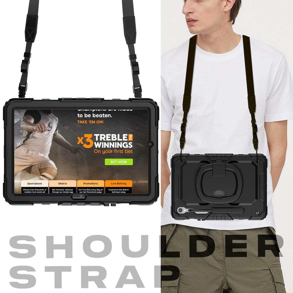 Rotating Stand Armor Case Universal For Galaxy Tab S10 Lite S9 FE SM-X400 X406 X520 X526 X510 X516 X710 X716 Handle Grip Cover