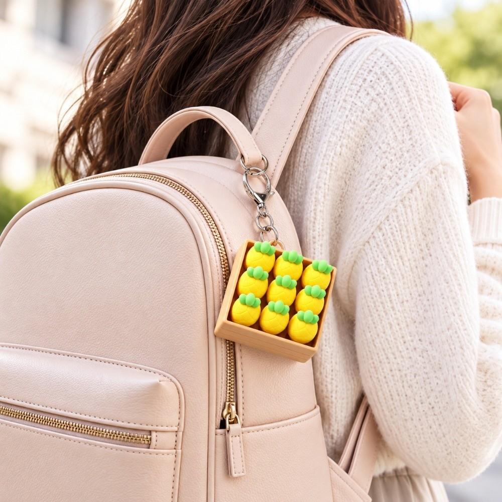 Simulation Fruit Keycaps Clicker NineGrid Keyboard Pendants Press Button Keychain Birthday Gift