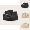 Minimally Designed Circular Buckle Decoration Women Woven Waist Belt For Casual Dresses